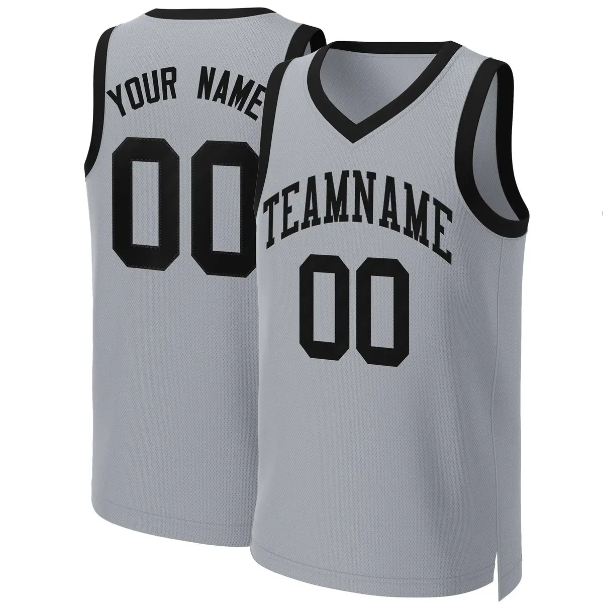 Gray Black Classic Team Basketball Jersey