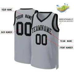Gray Black Classic Team Basketball Jersey 2