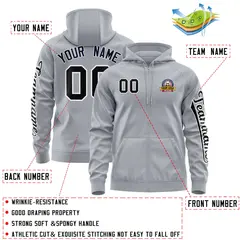 Gray Black Classic Varsity Full-Zip Letterman Jacket Hoodie 4