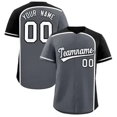 Gray Black Color Block Authentic Baseball Jersey 1