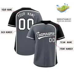 Gray Black Color Block Authentic Baseball Jersey 2