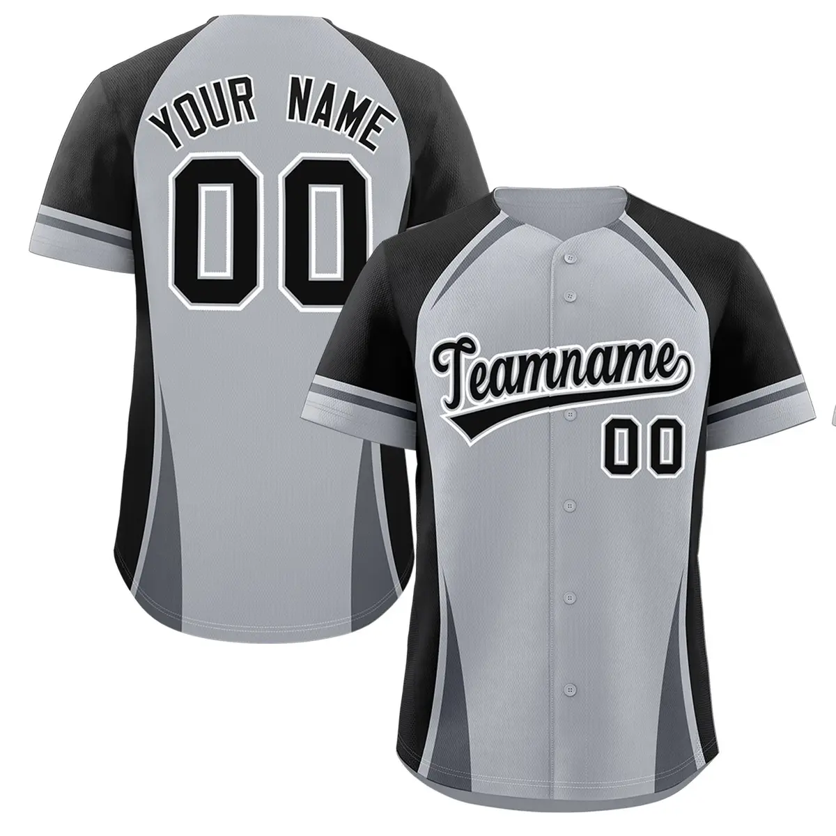 Gray Black-Dark Gray Color Block Authentic Baseball Jersey