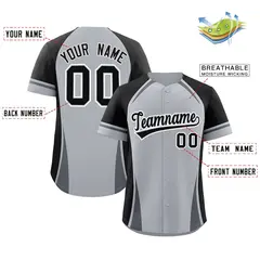 Gray Black-Dark Gray Color Block Authentic Baseball Jersey 2