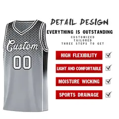 Gray Black Dot Pattern Side Gradient Reversible Basketball Jersey Kits 3