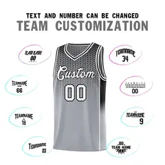 Gray Black Dot Pattern Side Gradient Reversible Basketball Jersey Kits 4