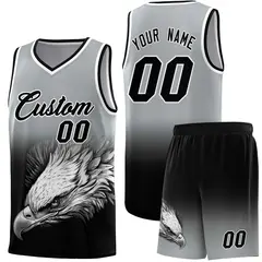 Gray Black Eagle Graffiti Pattern Basketball Jersey 1