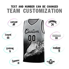 Gray Black Eagle Graffiti Pattern Basketball Jersey 2