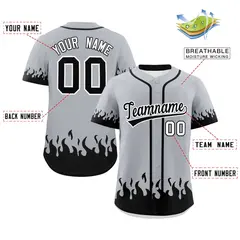 Gray Black Flame Graffiti Authentic Baseball Jersey 2