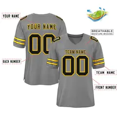 Gray Black-Gold Classic Style Football Jersey 2