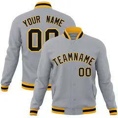 Gray Black-Gold Classic Varsity Full-Snap Letterman Jacket
