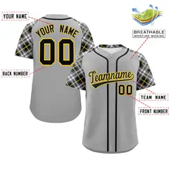 Gray Black-Gold Raglan Sleeves Authentic Baseball Jersey 2