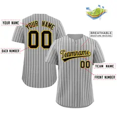 Gray Black-Gold Stripe Authentic Fashion Baseball Jersey 2