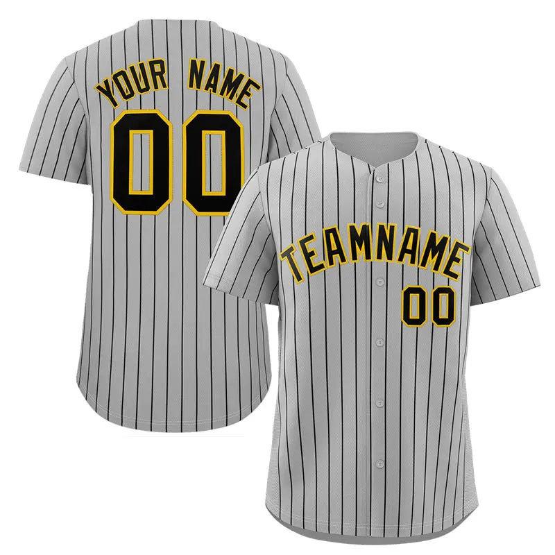 Gray Black-Gold Stripe Authentic Fashion Baseball Jersey