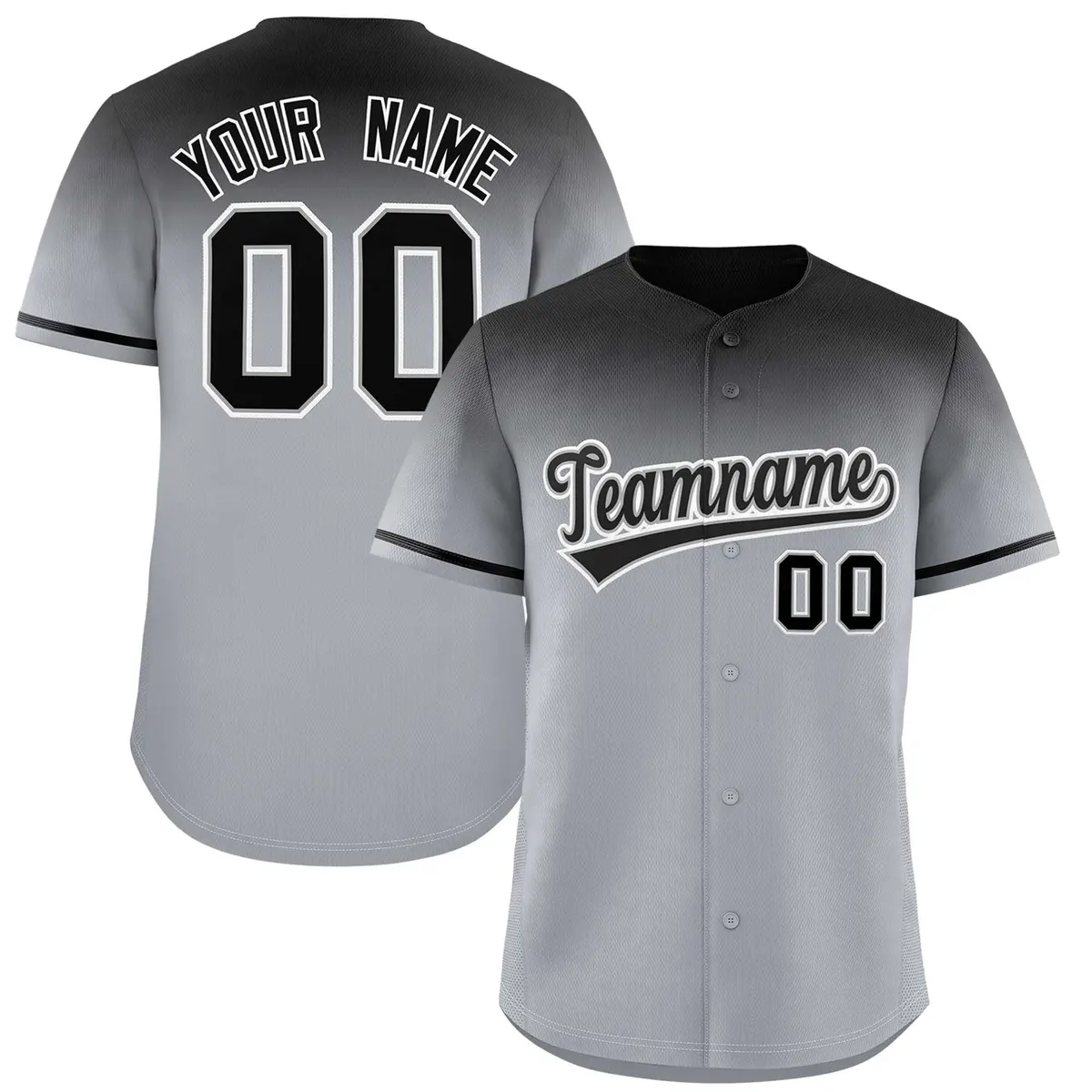 Gray Black Gradient Authentic Baseball Jersey