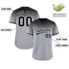 Gray Black Gradient Authentic Baseball Jersey 2