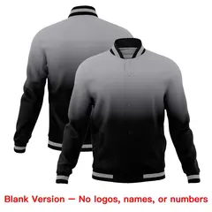 Gray Black Gradient Full-Snap Varsity Letterman Jacket 7