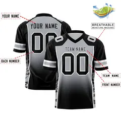 Gray Black Gradient Side Pattern Authentic Football Jersey 2