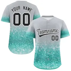 Gray Black Gradient Sparkle-Effect Fashion Baseball Jersey 1