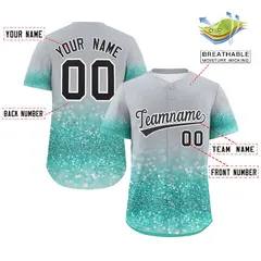Gray Black Gradient Sparkle-Effect Fashion Baseball Jersey 2