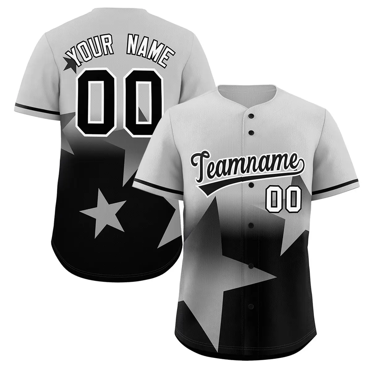 Gray Black Gradient Star Graffiti Authentic Baseball Jersey