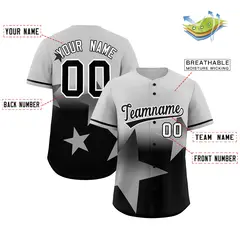 Gray Black Gradient Star Graffiti Authentic Baseball Jersey 2