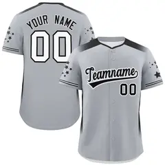 Gray Black Gradient Star Pattern Authentic Baseball Jersey 1