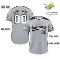Gray Black Gradient Star Pattern Authentic Baseball Jersey 2