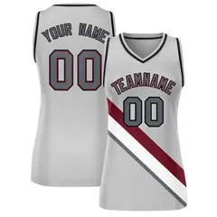 Gray Black-Gray Thick Slash Mesh Basketball Jersey For Women