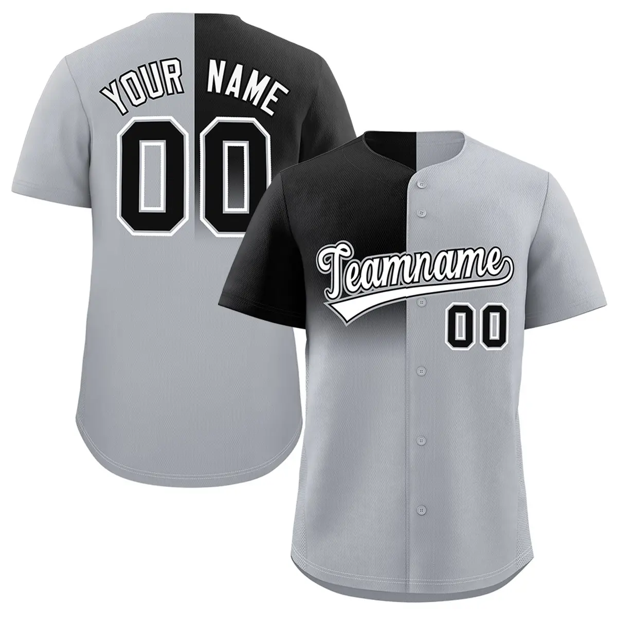 Gray Black Half Gradient Authentic Baseball Jersey