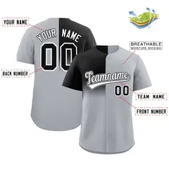 Gray Black Half Gradient Authentic Baseball Jersey 2