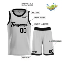 Gray Black Heal Classic Sets Basketball Jersey 3
