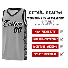 Gray Black Indians Pattern Basketball Uniform Jersey 2