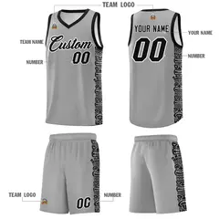 Gray Black Indians Pattern Basketball Uniform Jersey 5