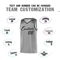 Gray Black Indians Print Basketball Jersey 4