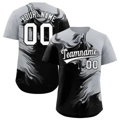 Gray Black Ink Pattern Authentic Baseball Jersey