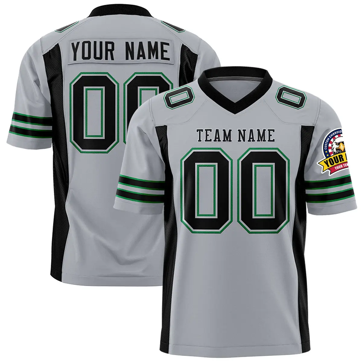 Gray Black Insert Color Design Authentic Football Jersey