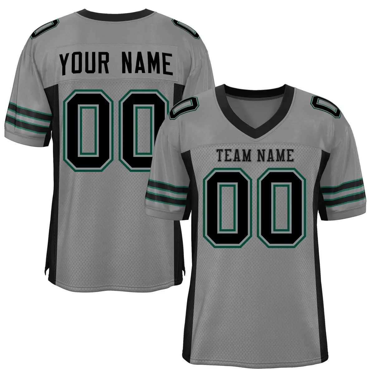 Gray Black Insert Color Mesh Authentic Football Jersey