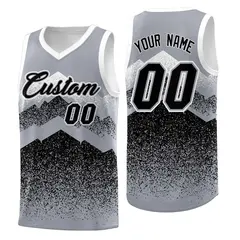 Gray Black Mountain Fade Gradient Fashion Basketball Jersey 1