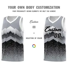 Gray Black Mountain Fade Gradient Fashion Basketball Jersey 3