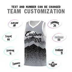 Gray Black Mountain Fade Gradient Fashion Basketball Jersey 4