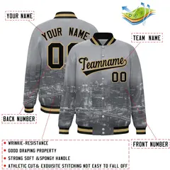 Gray Black-Old Gold Pittsburgh City Skyline Varsity Full-Snap Track Jacket 2