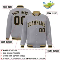Gray Black-Old Gold Varsity Full-Snap Letterman Jacket 2