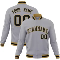 Gray Black-Old Gold Varsity Full-Snap Letterman Jacket