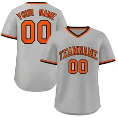 Gray Black-Orange Authentic Classic Pullover Baseball Jersey