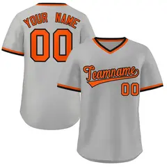 Gray Black-Orange Authentic Pullover Baseball Jersey