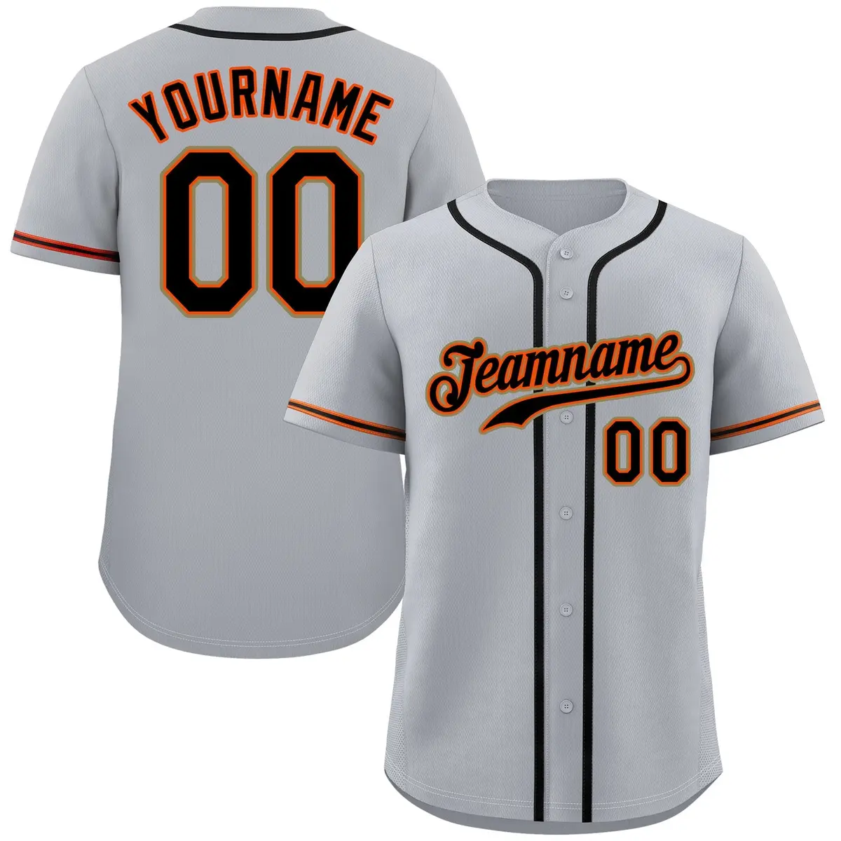 Gray Black-Orange Classic Authentic Baseball Jersey
