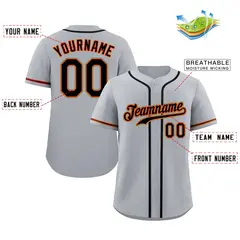 Gray Black-Orange Classic Authentic Baseball Jersey 2