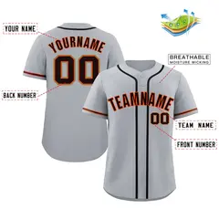 Gray Black-Orange Classic Authentic Baseball Jersey 2