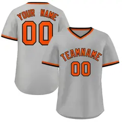 Gray Black-Orange Classic Authentic Pullover Baseball Jersey