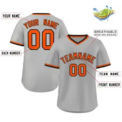 Gray Black-Orange Classic Authentic Pullover Baseball Jersey 2